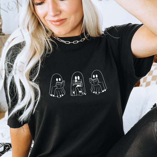 Cute Bookish Ghosts Halloween T-Shirt