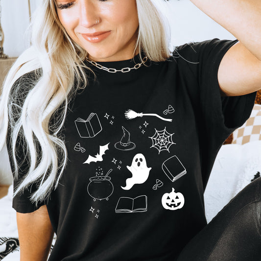 Bookish Halloween Doodles T-Shirt